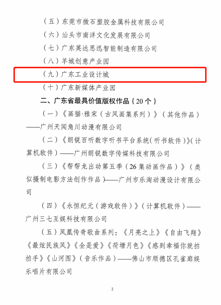 喜訊！設(shè)計城獲評為廣東省首個工業(yè)設(shè)計主題的版權(quán)興業(yè)示范基地！